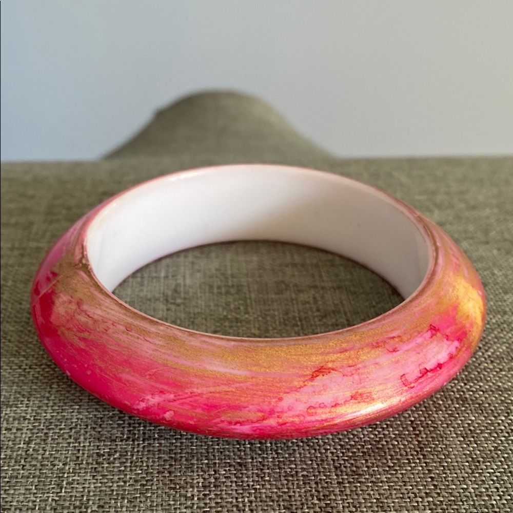 Pink and Gold Bangle Bracelet